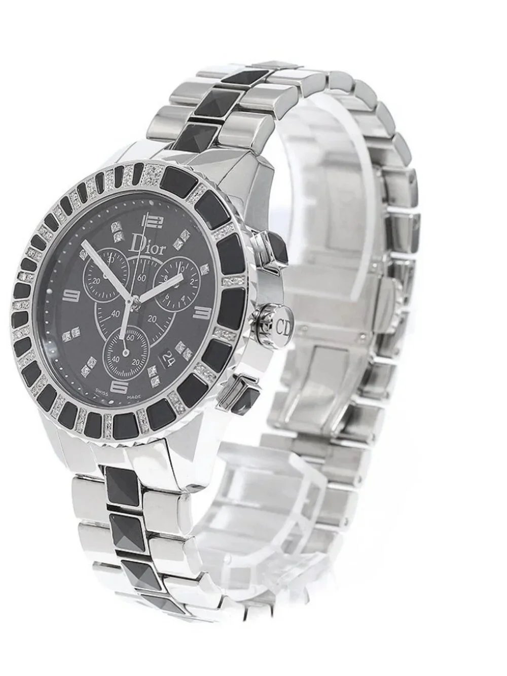 Dior crystal CD11431E diamond bezel chronograph black Dial Quartz Men's_949710